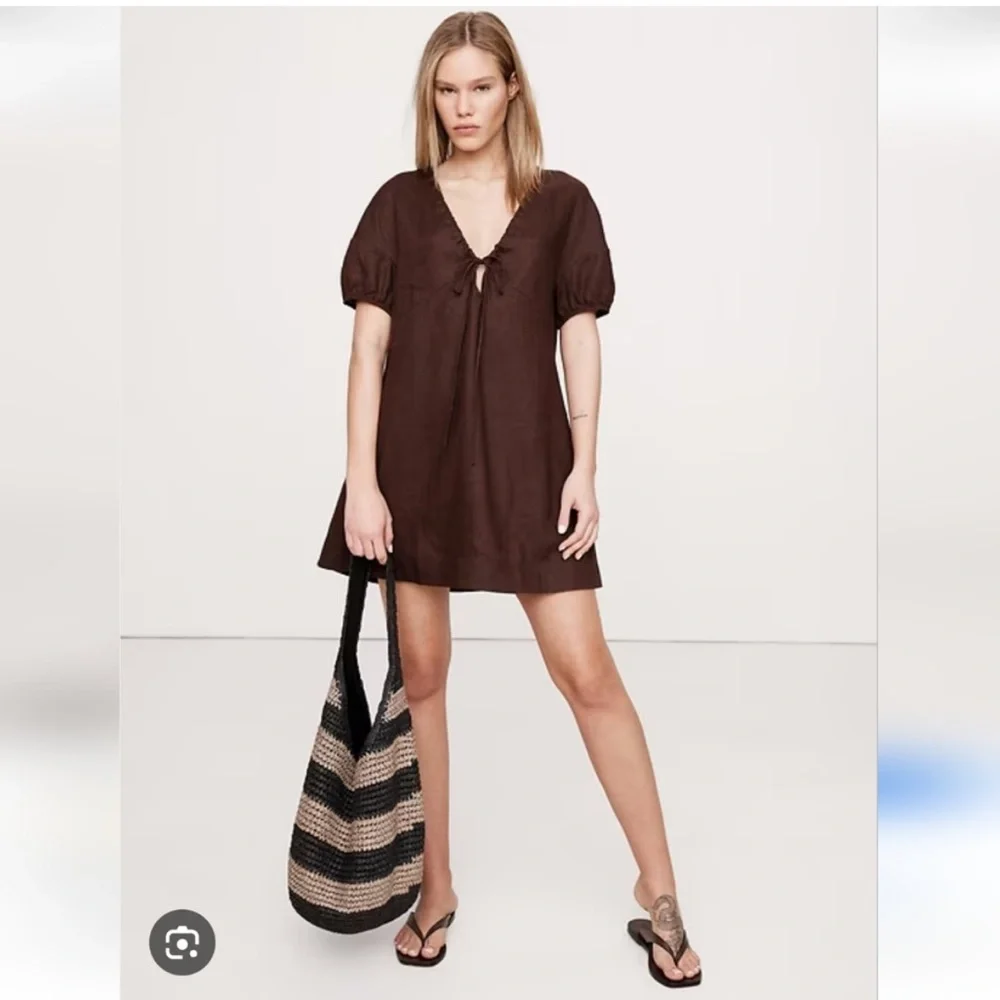 Linen Tie-Front Mini Dress Dress xs NWT Banana Republic - Picture 4 of 4